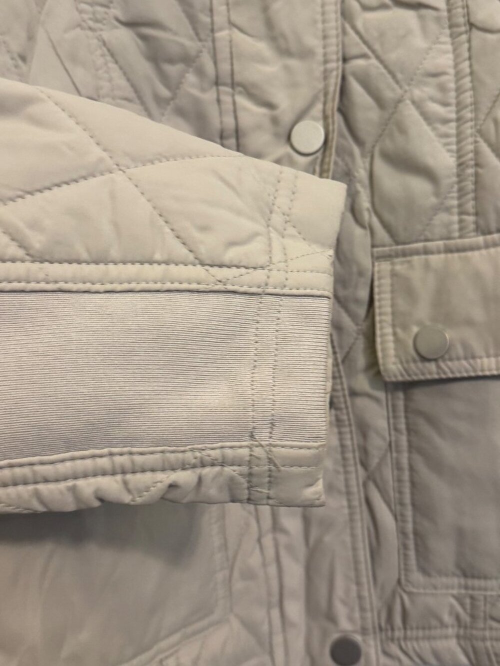 Quilted Beige Jacket With Snap Pockets & Funnel Neck A New Day M - Picture 6 of 7